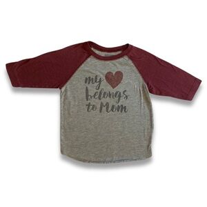 Kids Valentines Shirt My Heart Belongs To Mom T-shirt Toddler Size 4 GUC